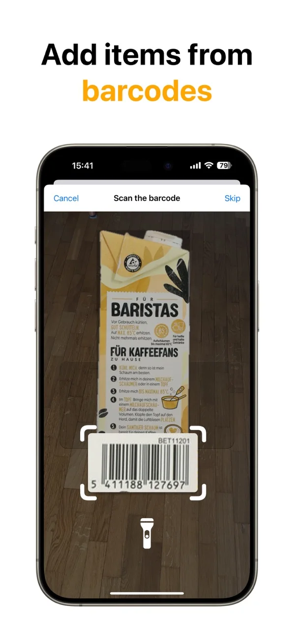 FridgeBuddy scanning the barcode of an oat drink