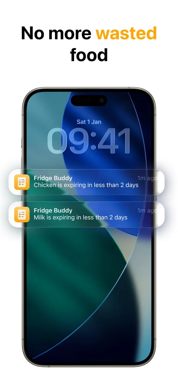 FridgeBuddy expiration reminders on the iPhone Lock Screen