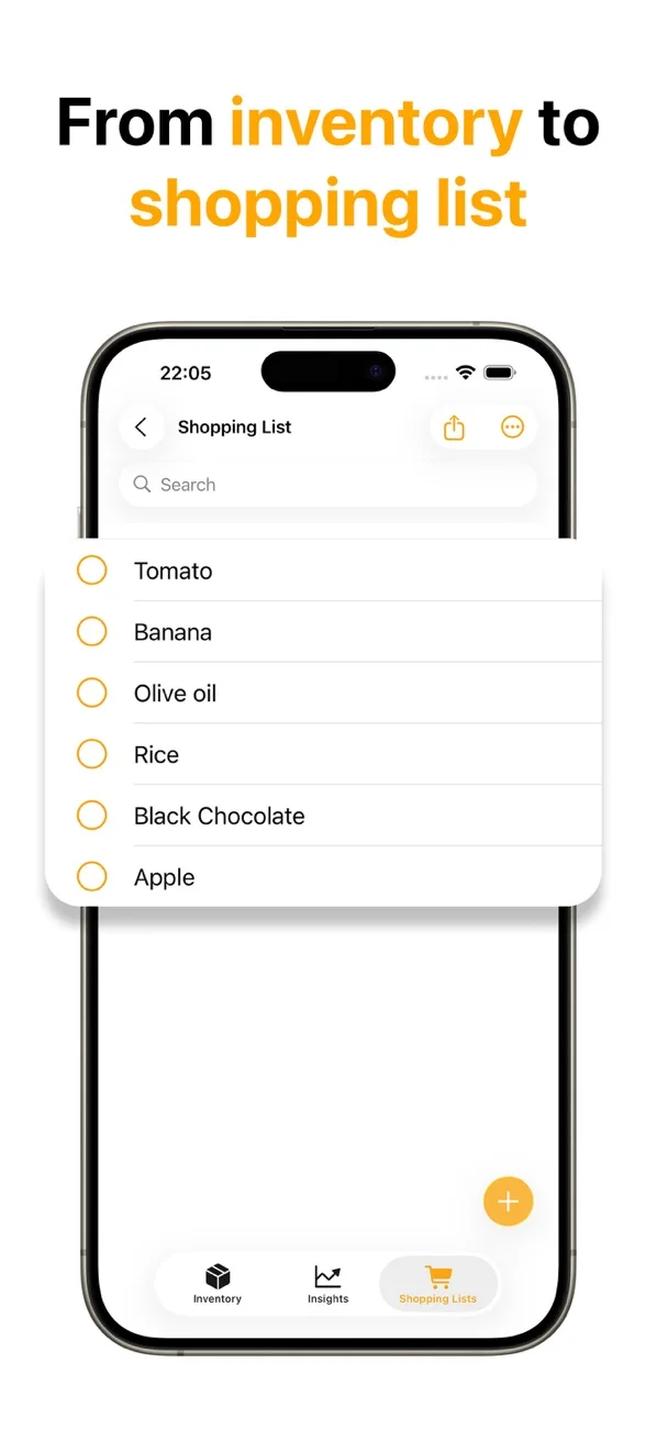 FridgeBuddy shopping list showing groceries to buy
