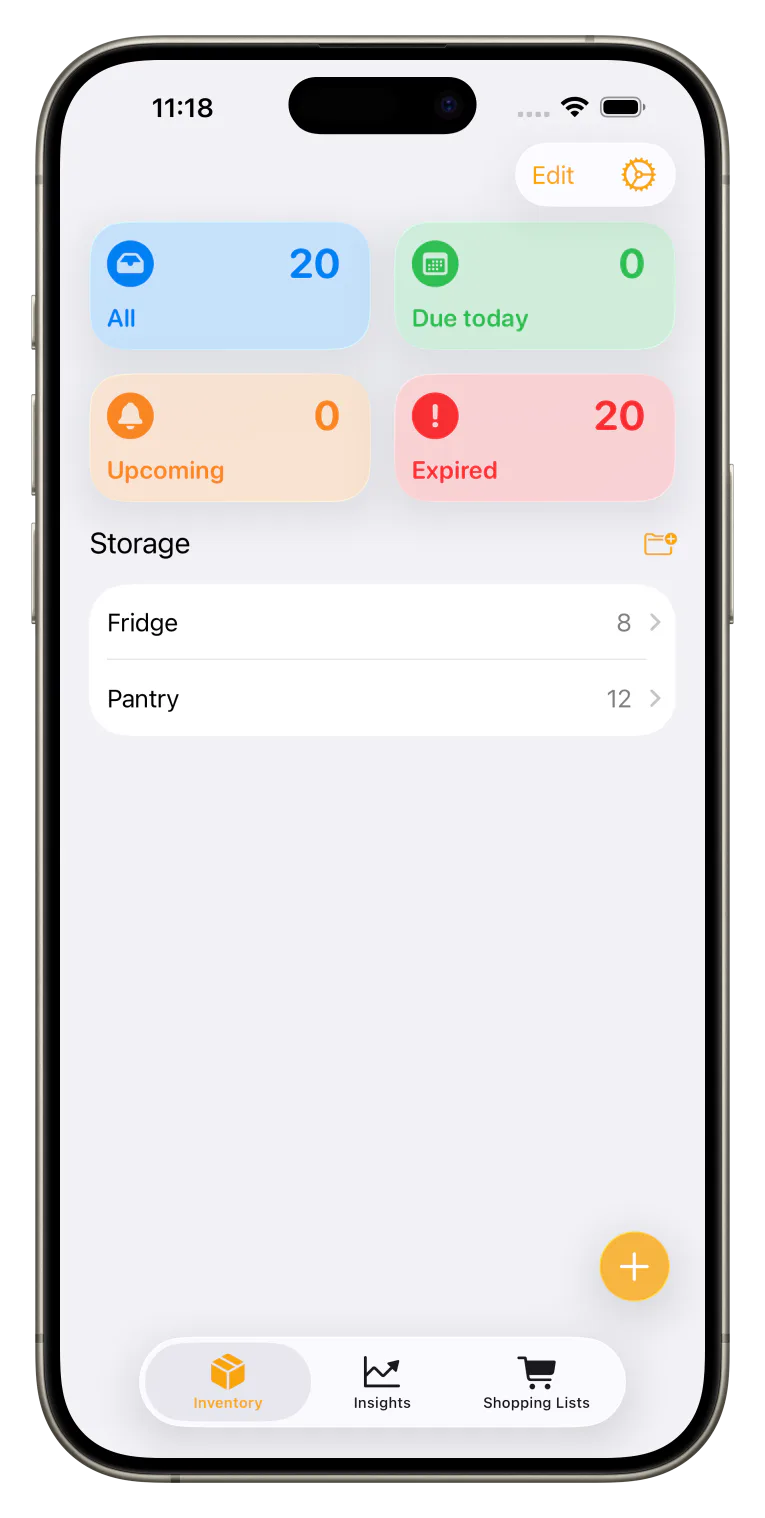 FridgeBuddy inventory dashboard showing food that expires soon