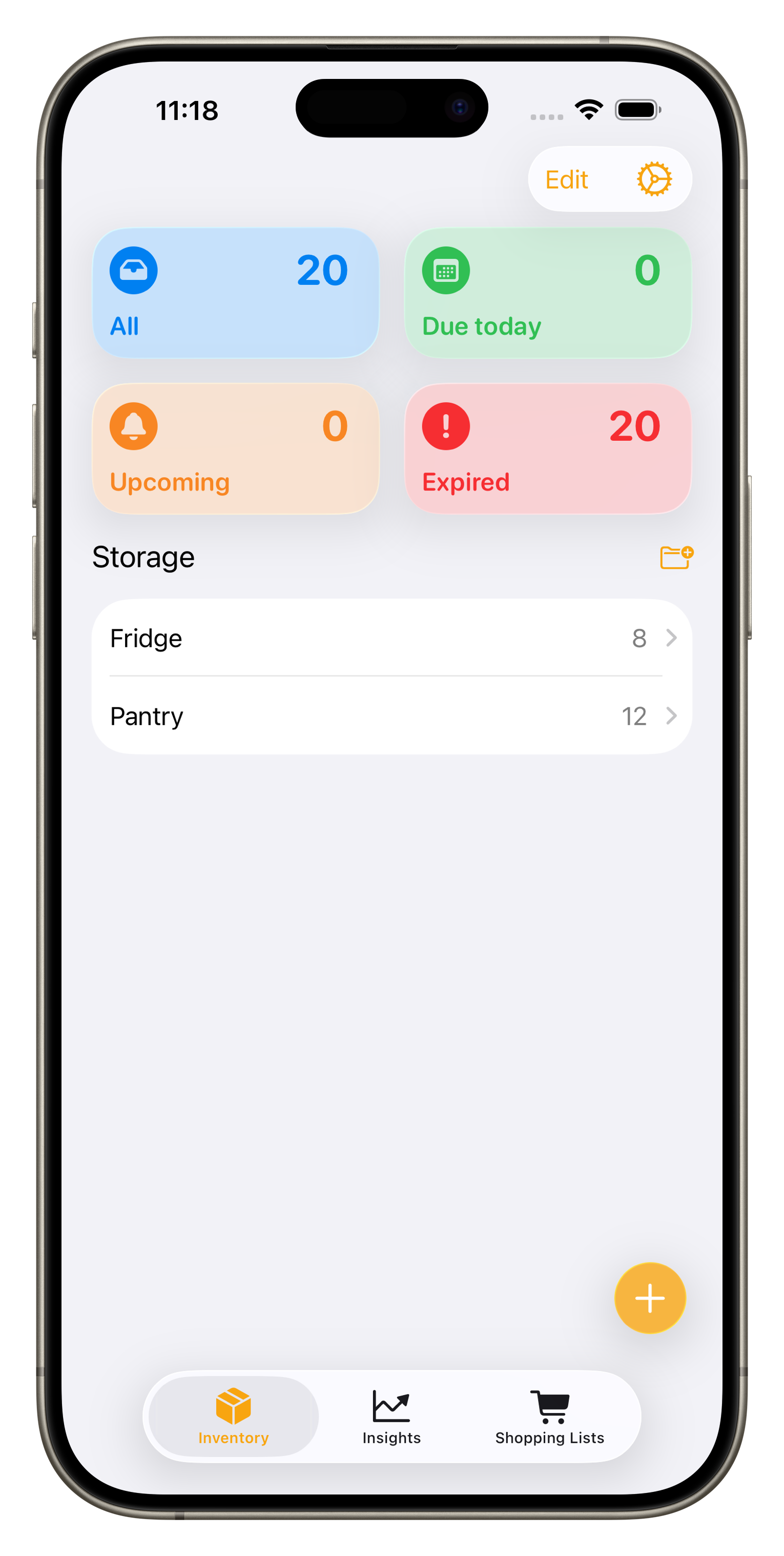 FridgeBuddy main dashboard Screenshot