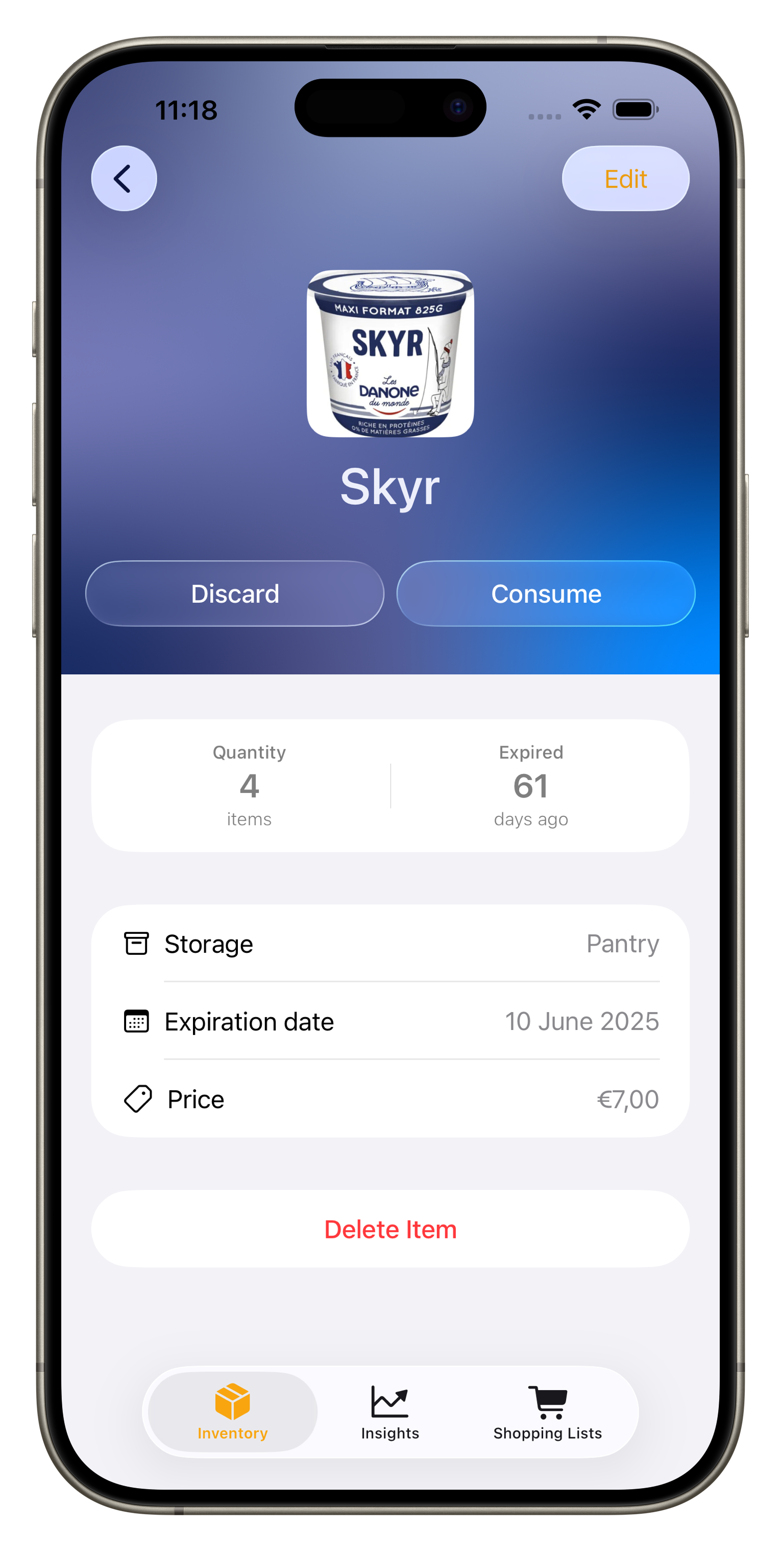 FridgeBuddy expiration alerts Screenshot